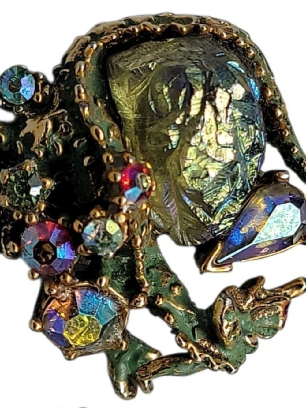 Vtg HAR Dragon Fantasy Lava Rock Demi-Parure 1959 Brooch Bracelet Earrings Set - Picture 13 of 16